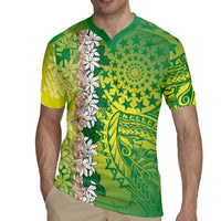 Cook Islands Tiare Maori With Conch Shell Rugby Jersey Pasifika Fest Polynesian Tattoo Green