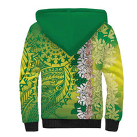 Cook Islands Tiare Maori With Conch Shell Sherpa Hoodie Pasifika Fest Polynesian Tattoo Green
