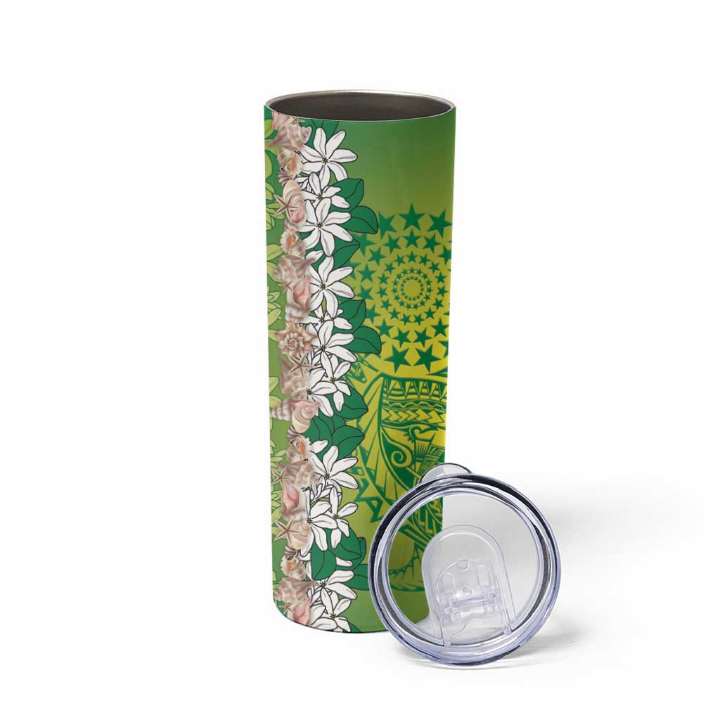 Cook Islands Tiare Maori With Conch Shell Skinny Tumbler Pasifika Fest Polynesian Tattoo Green LT14 - Polynesian Pride
