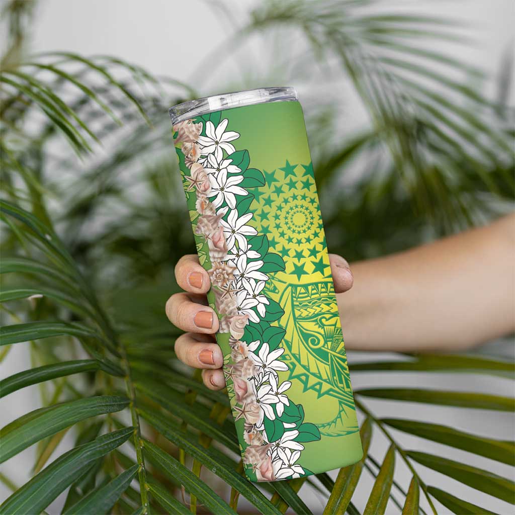 Cook Islands Tiare Maori With Conch Shell Skinny Tumbler Pasifika Fest Polynesian Tattoo Green LT14 - Polynesian Pride