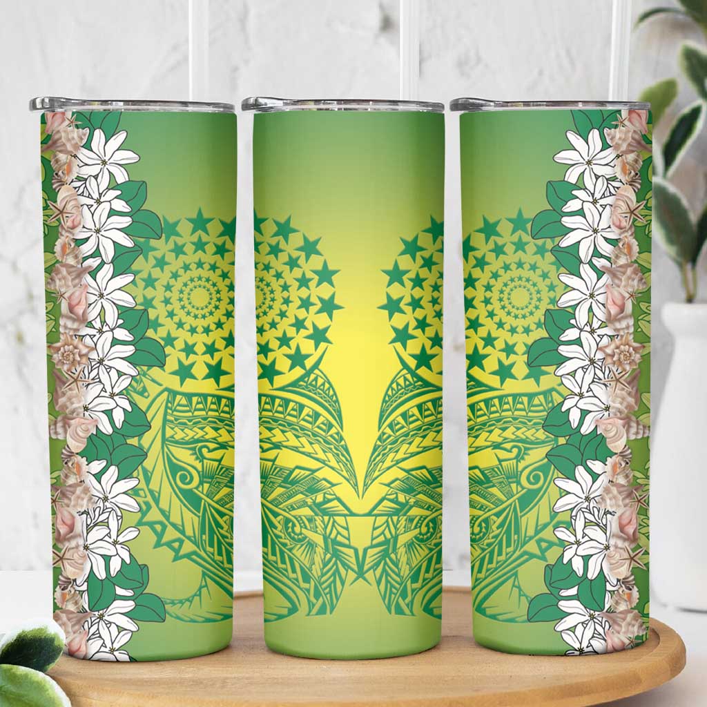 Cook Islands Tiare Maori With Conch Shell Skinny Tumbler Pasifika Fest Polynesian Tattoo Green LT14 - Polynesian Pride
