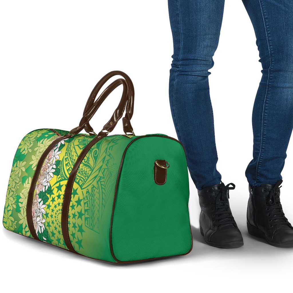 Cook Islands Tiare Maori With Conch Shell Travel Bag Pasifika Fest Polynesian Tattoo Green