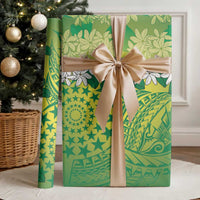 Cook Islands Tiare Maori With Conch Shell Wrapping Paper Pasifika Fest Polynesian Tattoo Green