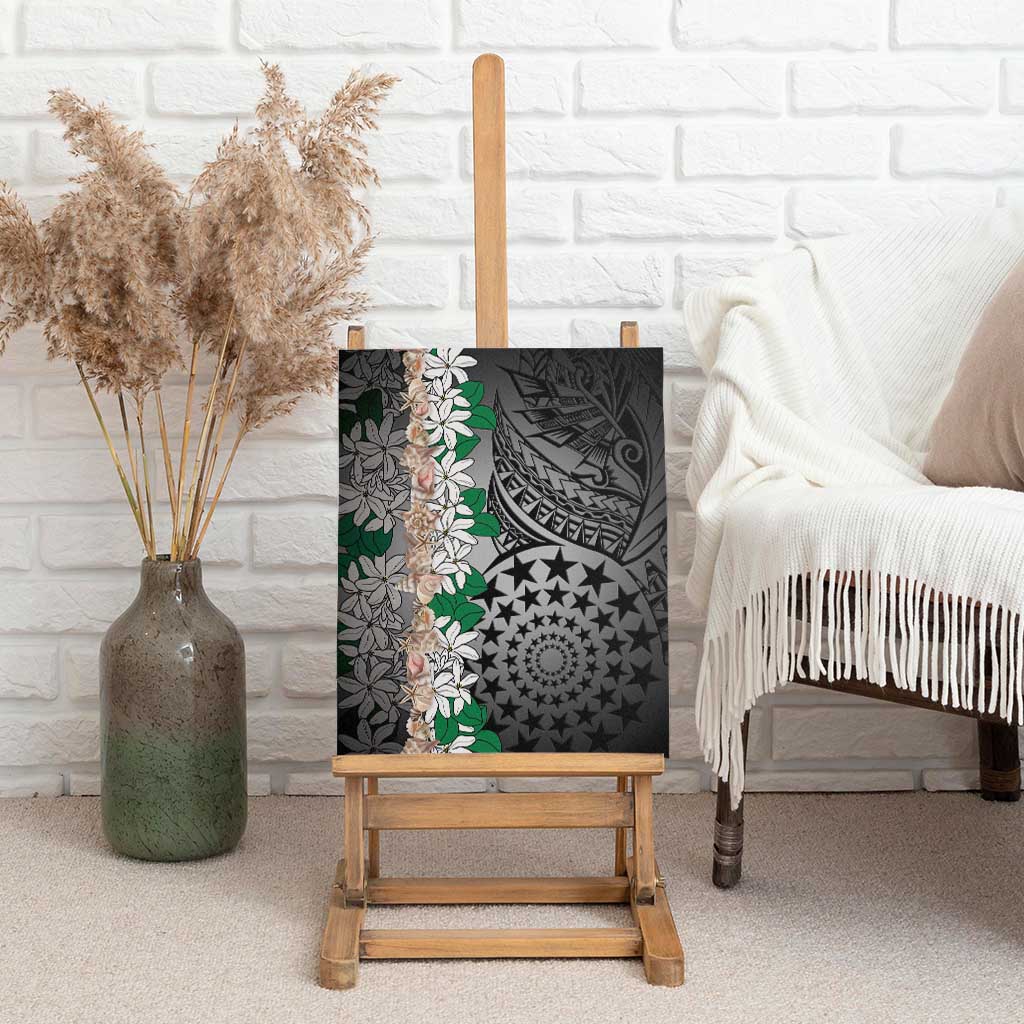 Cook Islands Tiare Maori With Conch Shell Canvas Wall Art Pasifika Fest Polynesian Tattoo Black