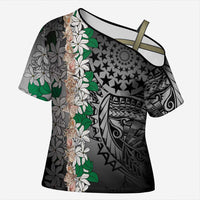 Cook Islands Tiare Maori With Conch Shell Cross Shoulder Shirt Pasifika Fest Polynesian Tattoo Black