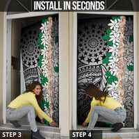 Cook Islands Tiare Maori With Conch Shell Door Cover Pasifika Fest Polynesian Tattoo Black