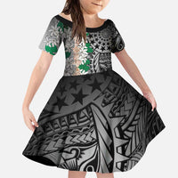 Cook Islands Tiare Maori With Conch Shell Family Matching Mermaid Dress and Hawaiian Shirt Pasifika Fest Polynesian Tattoo Black LT14 Daughter's Dress Black - Polynesian Pride