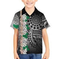 Cook Islands Tiare Maori With Conch Shell Family Matching Mermaid Dress and Hawaiian Shirt Pasifika Fest Polynesian Tattoo Black LT14 Son's Shirt Black - Polynesian Pride