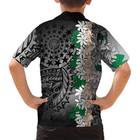 Cook Islands Tiare Maori With Conch Shell Family Matching Off Shoulder Short Dress and Hawaiian Shirt Pasifika Fest Polynesian Tattoo Black LT14 - Polynesian Pride