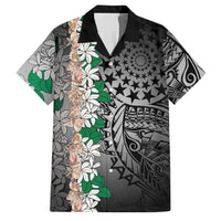 Cook Islands Tiare Maori With Conch Shell Family Matching Off Shoulder Short Dress and Hawaiian Shirt Pasifika Fest Polynesian Tattoo Black LT14 Dad's Shirt - Short Sleeve Black - Polynesian Pride