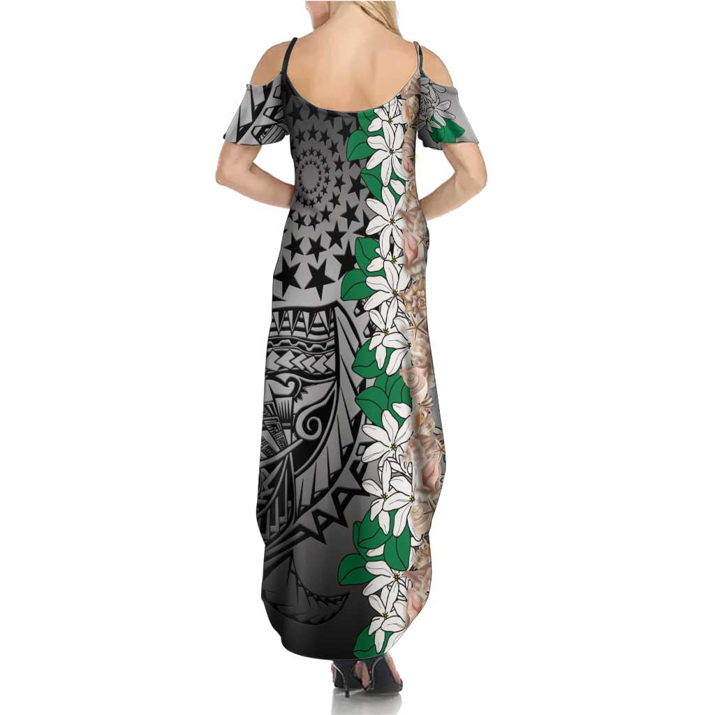 Cook Islands Tiare Maori With Conch Shell Family Matching Summer Maxi Dress and Hawaiian Shirt Pasifika Fest Polynesian Tattoo Black LT14 - Polynesian Pride
