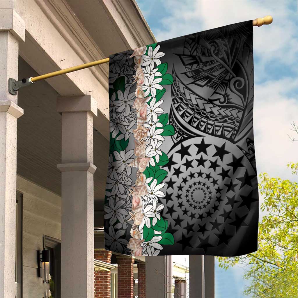 Cook Islands Tiare Maori With Conch Shell Garden Flag Pasifika Fest Polynesian Tattoo Black