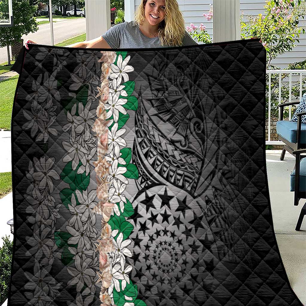 Cook Islands Tiare Maori With Conch Shell Quilt Pasifika Fest Polynesian Tattoo Black