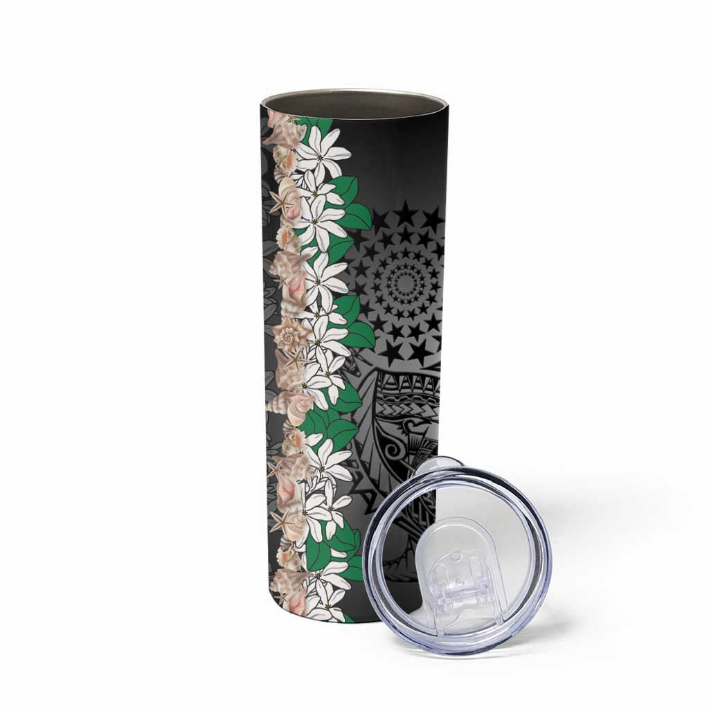 Cook Islands Tiare Maori With Conch Shell Skinny Tumbler Pasifika Fest Polynesian Tattoo Black