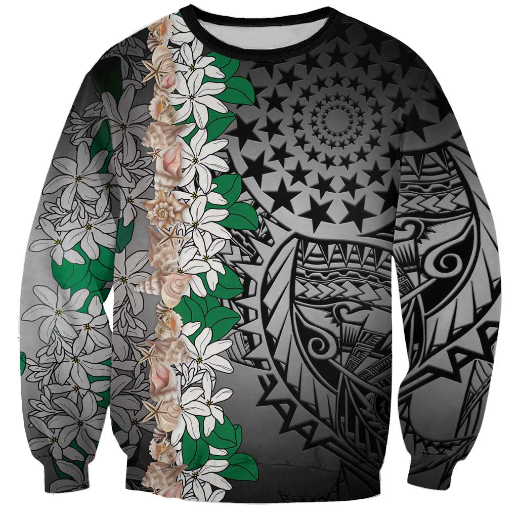 Cook Islands Tiare Maori With Conch Shell Sweatshirt Pasifika Fest Polynesian Tattoo Black