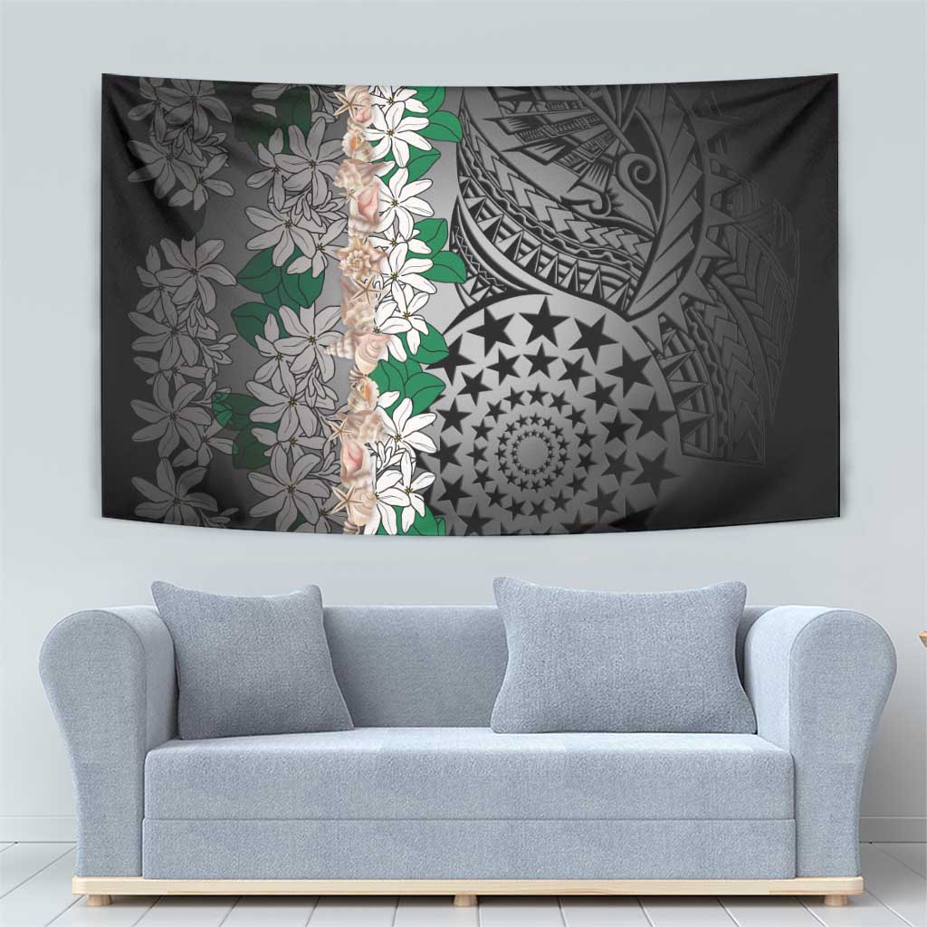 Cook Islands Tiare Maori With Conch Shell Tapestry Pasifika Fest Polynesian Tattoo Black