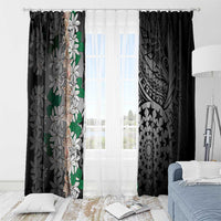Cook Islands Tiare Maori With Conch Shell Window Curtain Pasifika Fest Polynesian Tattoo Black