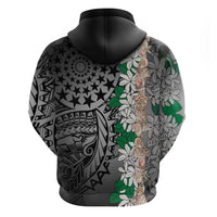 Cook Islands Tiare Maori With Conch Shell Zip Hoodie Pasifika Fest Polynesian Tattoo Black
