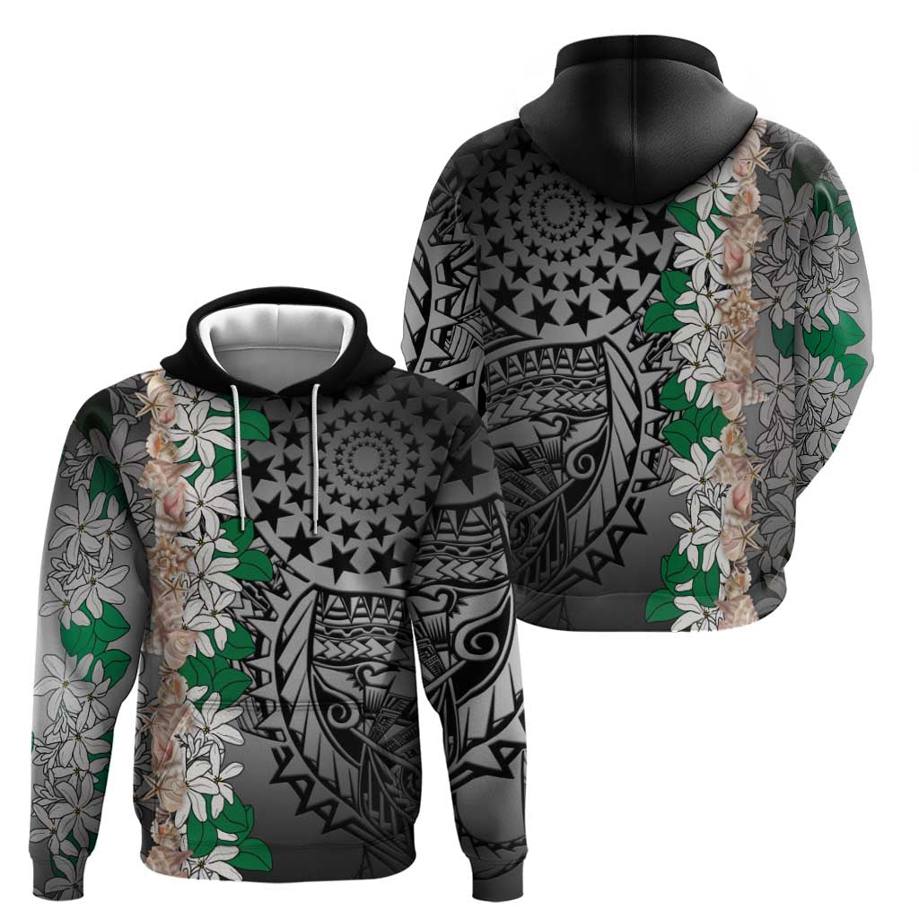 Cook Islands Tiare Maori With Conch Shell Zip Hoodie Pasifika Fest Polynesian Tattoo Black