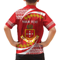 Personalised Kolisi Tonga College Atele Family Matching Off The Shoulder Long Sleeve Dress and Hawaiian Shirt Mate Maa Tonga 142 Years Anniversary LT14 - Polynesian Pride