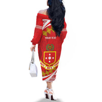 Personalised Kolisi Tonga College Atele Family Matching Off The Shoulder Long Sleeve Dress and Hawaiian Shirt Mate Maa Tonga 142 Years Anniversary LT14 - Polynesian Pride