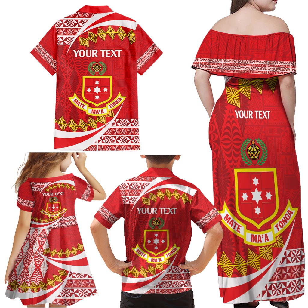Personalised Kolisi Tonga College Atele Family Matching Off Shoulder Maxi Dress and Hawaiian Shirt Mate Maa Tonga 142 Years Anniversary LT14 - Polynesian Pride
