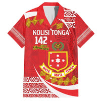 Personalised Kolisi Tonga College Atele Family Matching Off Shoulder Maxi Dress and Hawaiian Shirt Mate Maa Tonga 142 Years Anniversary LT14 Dad's Shirt - Short Sleeve Red - Polynesian Pride