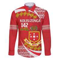 Personalised Kolisi Tonga College Atele Family Matching Off Shoulder Maxi Dress and Hawaiian Shirt Mate Maa Tonga 142 Years Anniversary LT14 Dad's Shirt - Long Sleeve Red - Polynesian Pride