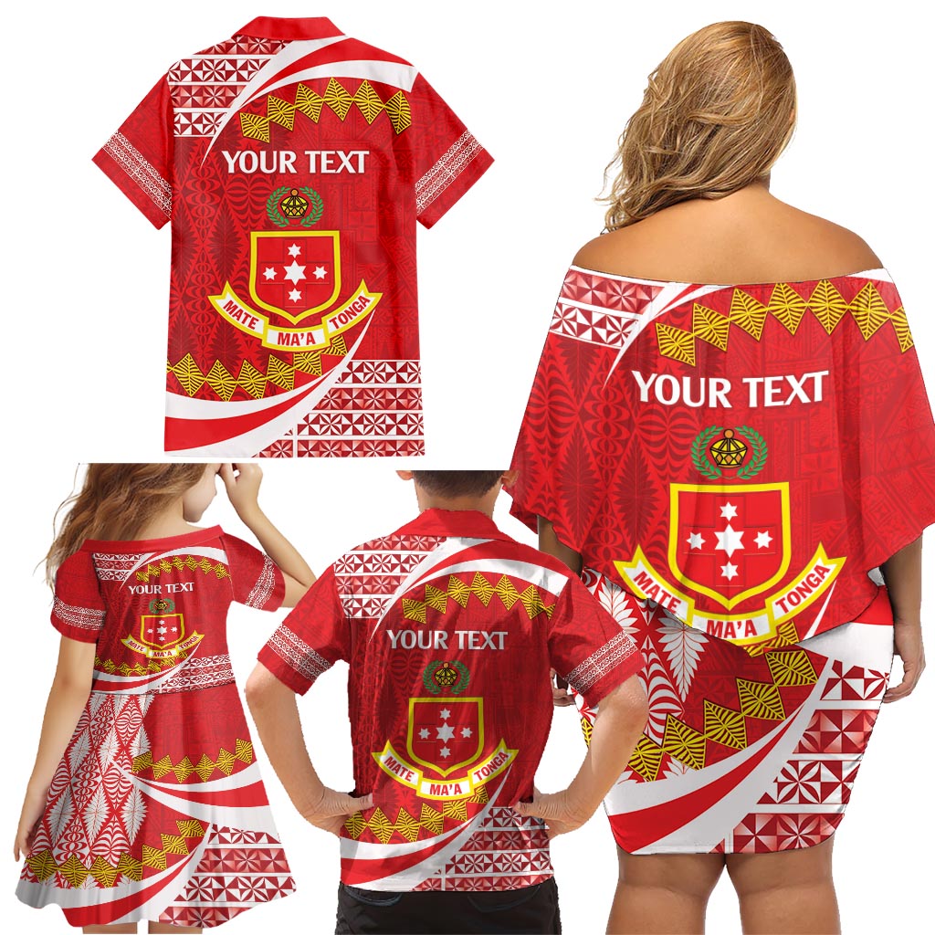 Personalised Kolisi Tonga College Atele Family Matching Off Shoulder Short Dress and Hawaiian Shirt Mate Maa Tonga 142 Years Anniversary LT14 - Polynesian Pride