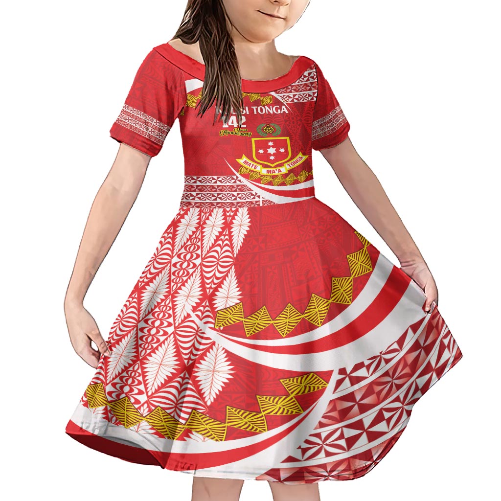 Personalised Kolisi Tonga College Atele Family Matching Short Sleeve Bodycon Dress and Hawaiian Shirt Mate Maa Tonga 142 Years Anniversary