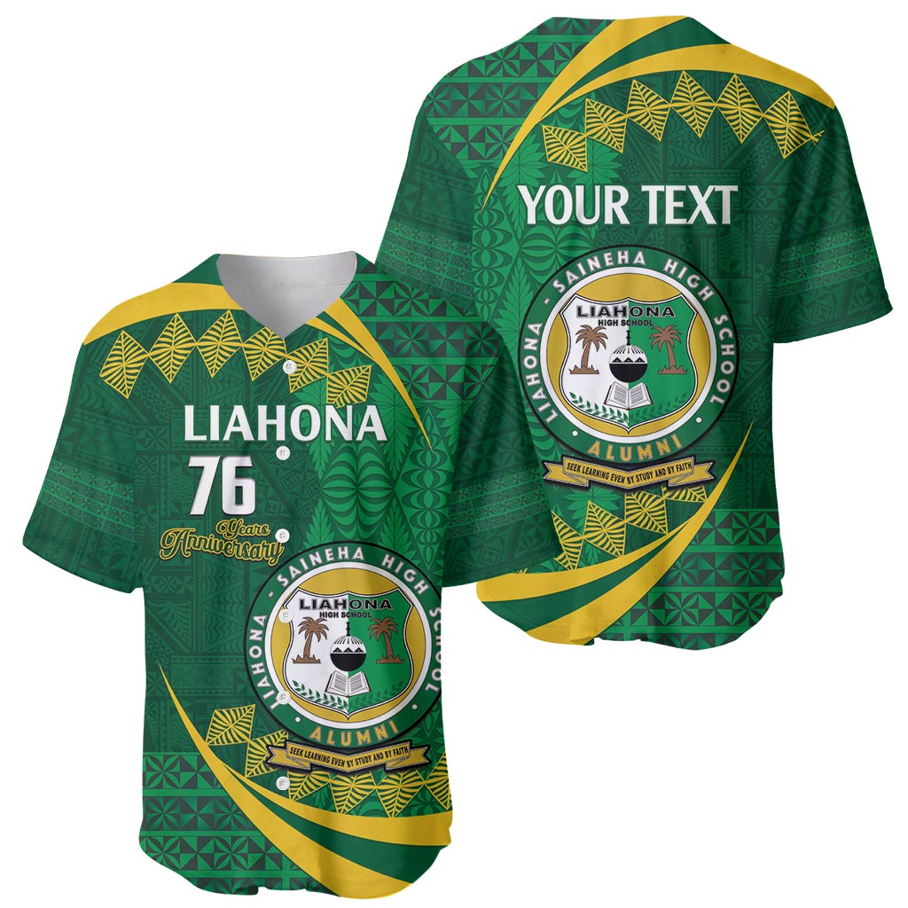 Personalised Tonga Liahona-Saineha High School Baseball Jersey Happy 76 Years Anniversary LT14 - Polynesian Pride