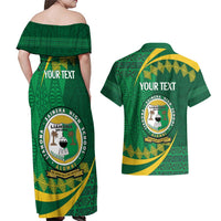 Personalised Tonga Liahona-Saineha High School Couples Matching Off Shoulder Maxi Dress and Hawaiian Shirt Happy 76 Years Anniversary LT14 - Polynesian Pride