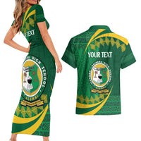 Personalised Tonga Liahona-Saineha High School Couples Matching Short Sleeve Bodycon Dress and Hawaiian Shirt Happy 76 Years Anniversary LT14 - Polynesian Pride