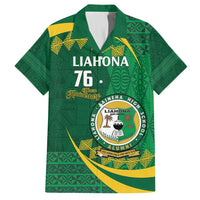 Personalised Tonga Liahona-Saineha High School Family Matching Long Sleeve Bodycon Dress and Hawaiian Shirt Happy 76 Years Anniversary LT14 Dad's Shirt - Short Sleeve Green - Polynesian Pride