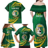 Personalised Tonga Liahona-Saineha High School Family Matching Off Shoulder Maxi Dress and Hawaiian Shirt Happy 76 Years Anniversary LT14 - Polynesian Pride