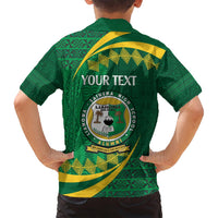 Personalised Tonga Liahona-Saineha High School Family Matching Off Shoulder Short Dress and Hawaiian Shirt Happy 76 Years Anniversary LT14 - Polynesian Pride