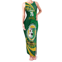 Personalised Tonga Liahona-Saineha High School Family Matching Tank Maxi Dress and Hawaiian Shirt Happy 76 Years Anniversary LT14 Mom's Dress Green - Polynesian Pride