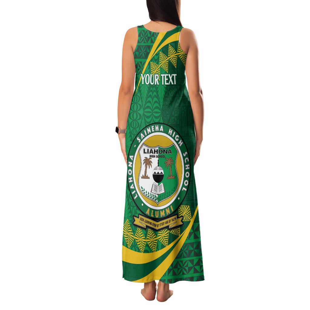 Personalised Tonga Liahona-Saineha High School Family Matching Tank Maxi Dress and Hawaiian Shirt Happy 76 Years Anniversary LT14 - Polynesian Pride
