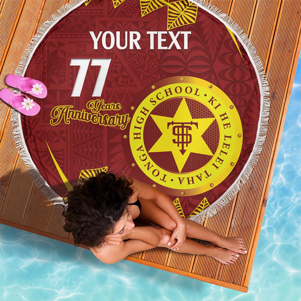 Personalised Tonga High School Beach Blanket Happy 77 Years Anniversary