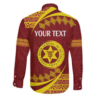 Personalised Tonga High School Family Matching Off The Shoulder Long Sleeve Dress and Hawaiian Shirt Happy 77 Years Anniversary LT14 - Polynesian Pride