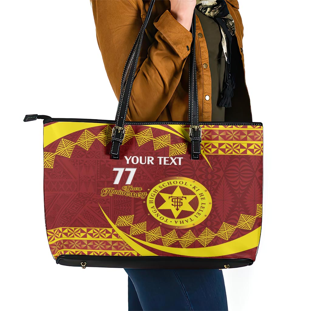 Personalised Tonga High School Leather Tote Bag Happy 77 Years Anniversary