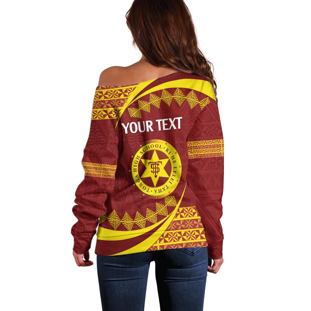 Personalised Tonga High School Off Shoulder Sweater Happy 77 Years Anniversary