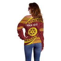 Personalised Tonga High School Off Shoulder Sweater Happy 77 Years Anniversary