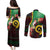 Long God Yumi Stanap Vanuatu Couples Matching Puletasi and Long Sleeve Button Shirt Tropical Flowers Aboriginal Pattern