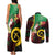 Long God Yumi Stanap Vanuatu Couples Matching Tank Maxi Dress and Long Sleeve Button Shirt Tropical Flowers Aboriginal Pattern