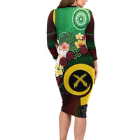 Long God Yumi Stanap Vanuatu Family Matching Long Sleeve Bodycon Dress and Hawaiian Shirt Tropical Flowers Aboriginal Pattern LT14 - Polynesian Pride