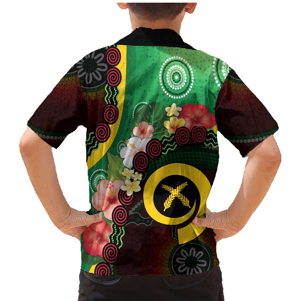 Long God Yumi Stanap Vanuatu Family Matching Mermaid Dress and Hawaiian Shirt Tropical Flowers Aboriginal Pattern LT14 - Polynesian Pride