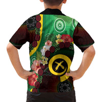 Long God Yumi Stanap Vanuatu Family Matching Off The Shoulder Long Sleeve Dress and Hawaiian Shirt Tropical Flowers Aboriginal Pattern LT14 - Polynesian Pride