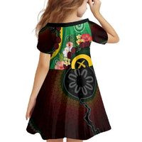 Long God Yumi Stanap Vanuatu Family Matching Short Sleeve Bodycon Dress and Hawaiian Shirt Tropical Flowers Aboriginal Pattern LT14 - Polynesian Pride