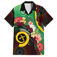 Long God Yumi Stanap Vanuatu Family Matching Short Sleeve Bodycon Dress and Hawaiian Shirt Tropical Flowers Aboriginal Pattern LT14 Dad's Shirt - Short Sleeve Green - Polynesian Pride
